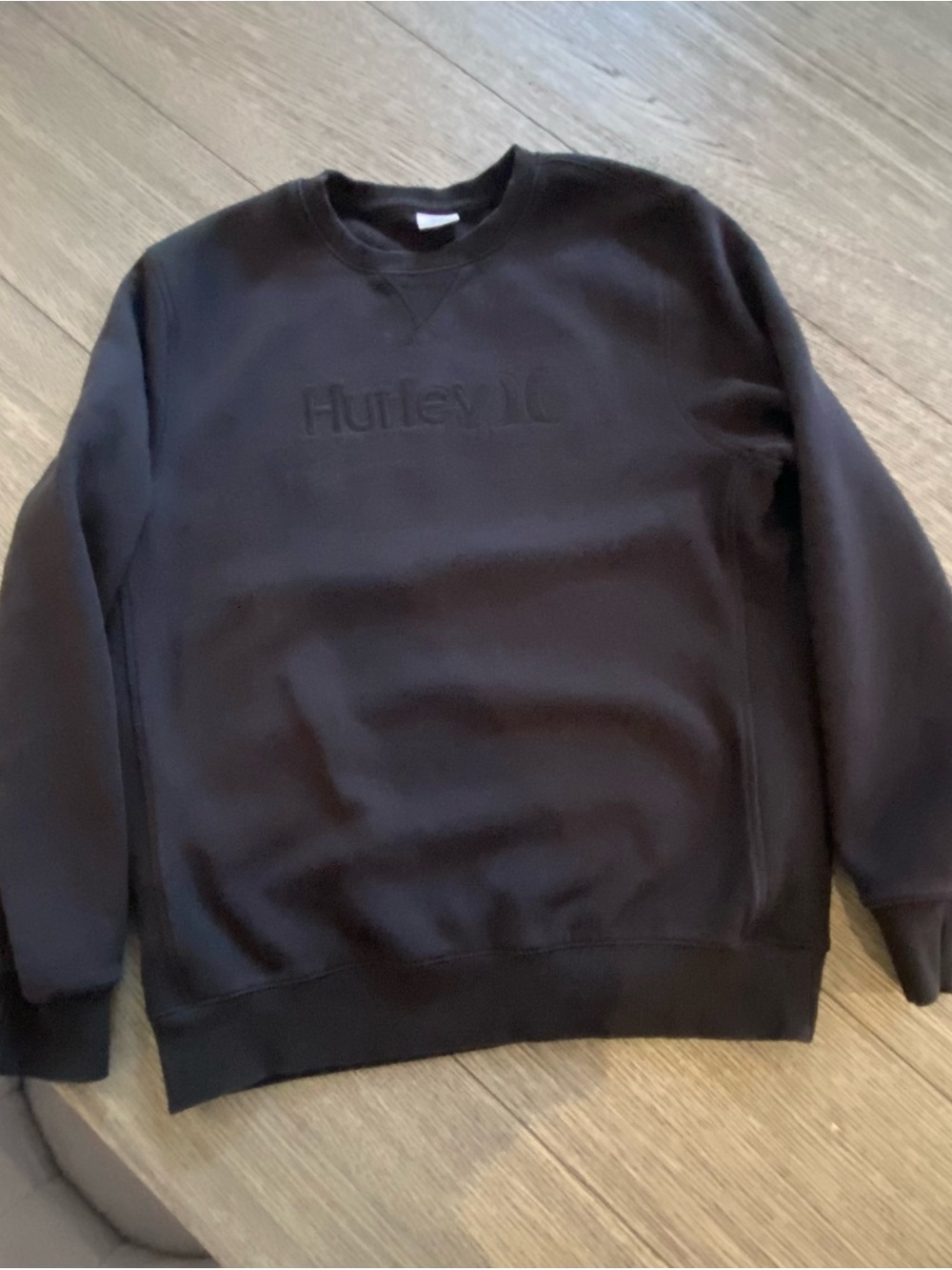 Hurley Black Embossed Logo Crewneck Sweatshirt Womens